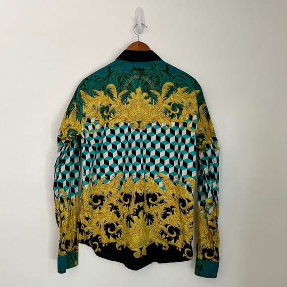 Versace Jeans Cube Baroque Print Sportshirt Button Up Shirt Size S - Picture 9 of 12
